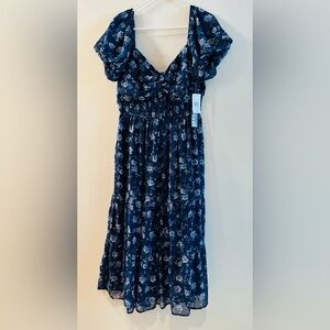 Trixxi Navy Floral Midi Dress